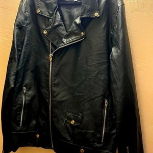 Faux Leather Biker Jacket, 1X